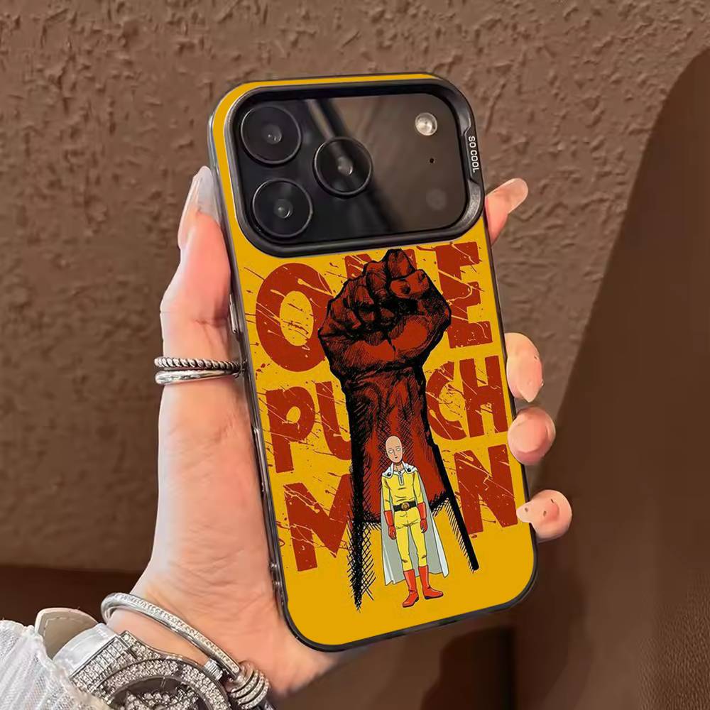 Anime O-One P-Punch Man Phone Case For iPhone 17,16,15,14,13,12,11,Pro Max,Plus Candy Silver Cover