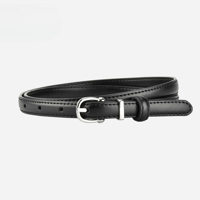 Simple and Elegant Women's Thin Leather Belt with Pin Buckle, High-end Business Dress, Versatile Dress, Western Suit Accessory, Narrow Waistband