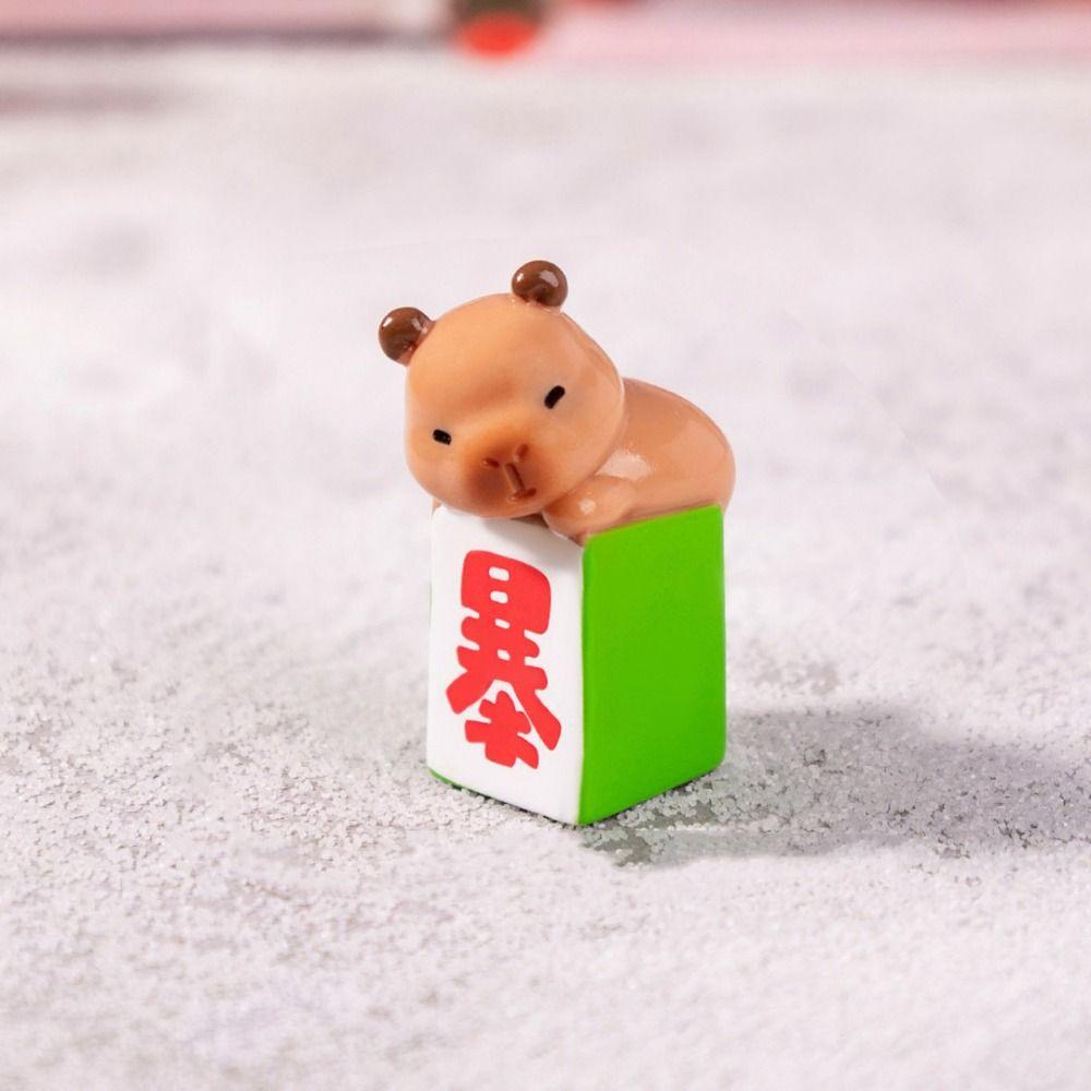 Chinese New Year Cartoon Capybara Figurines Resin Getting Rich Lucky Charm Cute Car Ornament  Gift