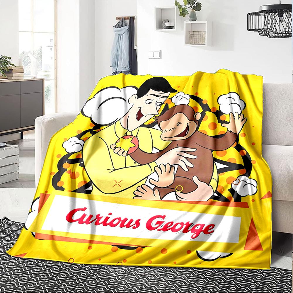 1pc Curious George (7) Blanket, Gift, for Men and Women, Soft Blanket, Good for Sofa Bed Couch Travel, Lightweight Flannel Blanket