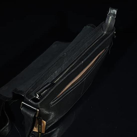 Acht Wildschwein INDRA Dickes Echtes Rindsleder Rechteckig Mittel Klappe Schultertasche (Schwarz b14, Braun b16) - Echte Lederschultertasche, Crossbody