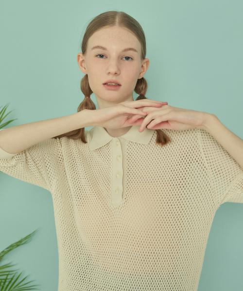 Kkuape Cotton Punching Knit Short Sleeve_Ivory