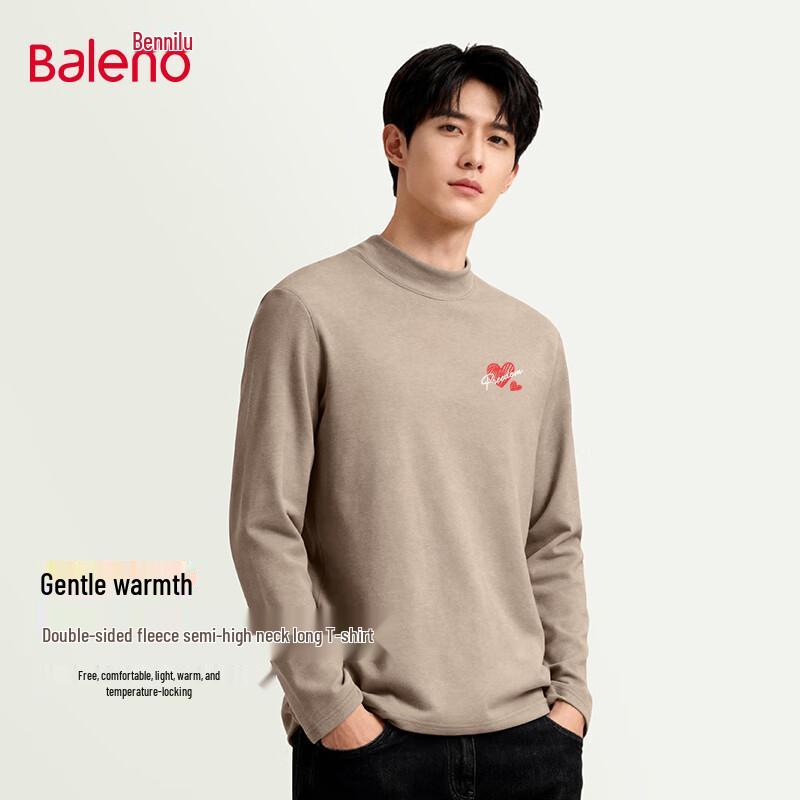 Baleno Men s Half-High Collar Fleece-Lined Thermal Long Sleeve T-shirt XL