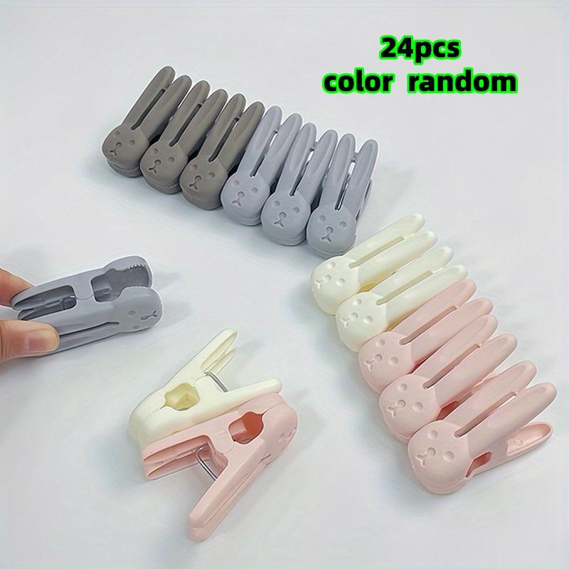 

Набор из 24 прищепок в форме милых кроликов случайных цветов, пластиковые зажимы для домашнего использования, многофункциональные зажимы для носков и одежды,