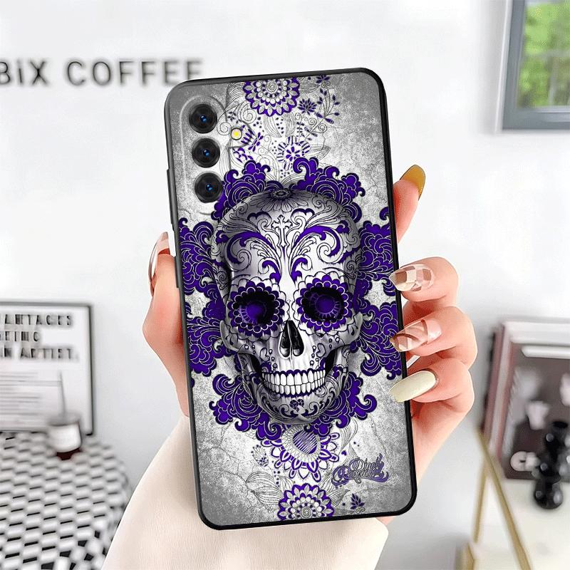 Floral Skull Flower Skeleton Soft Phone Case for Samsung A17 A37 A57 A16 A26 A36 A56 A15 A25 A35 A55 A14 A24 A34 A54 A13 A23 A33