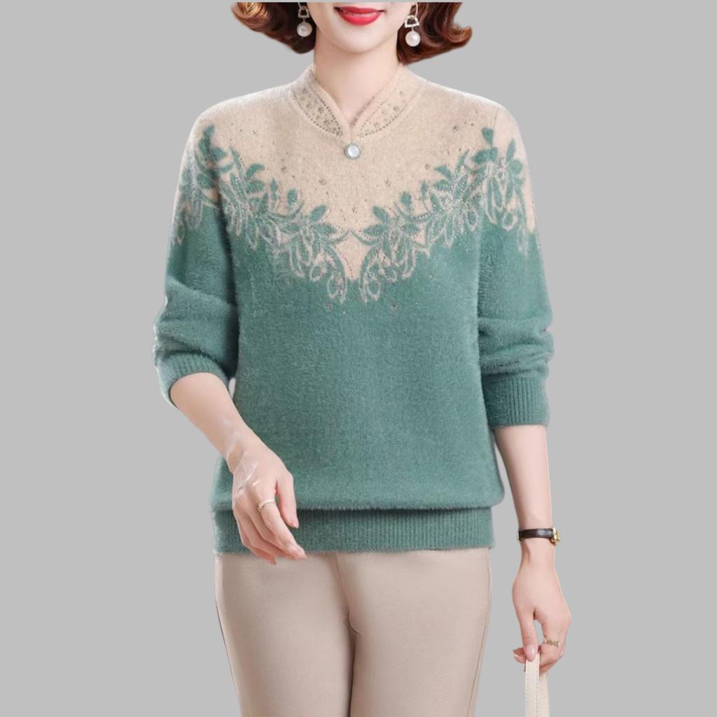 Women's Mink Fleece Sweater Autumn Winter Loose Plus Size Sweater Embroidered Pullover Fleece Thickened Flocked Knit Tops