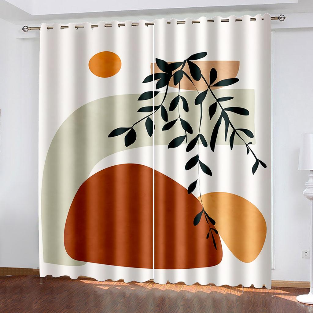 

Odorless Abstract Art Egypt Woman Morandi Thin Window Curtains for KidsBedroom Living Indoor Room Kitchen Doorways Home Decor 2Pieces Blind W50 X H130(CM)X2&Hook