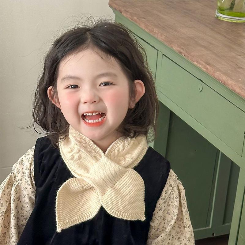 Autumn And Winter Children'S Scarf Cute Baby Warm Knitted Scarf Fashionable Boys And Girls Cross Scarf Neck Cover