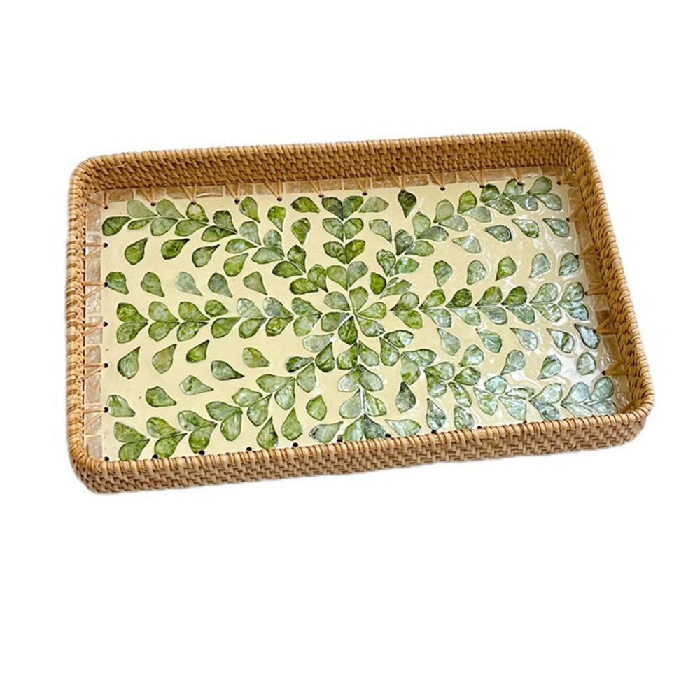 Hand Woven Rattan Shell Tray Colorful Bread Baskets Tray Splicing Shell Rattan Basket  Living Room