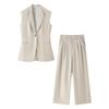 2025 Spring Women's Slim Fit Suit Vest & Straight Leg Pants Set with Padded Shoulders