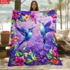 Luxury Hummingbird Pattern Colorful Tropical Flowers Wildlife Art Elegant Warm Gift Blanket For Living Room Theater Seat
