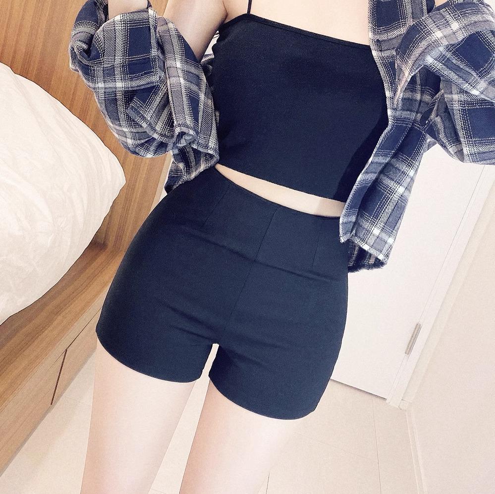 

Женские летние белые шорты с высокой талией, утягивающие фигуру - Тонкие, облегающие, горячие шорты Extra Small чёрный