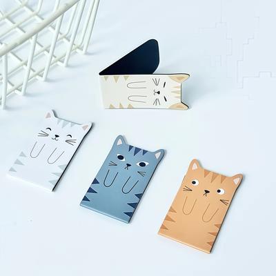 4pcs Creative Cat and Dog Bookmarks with Magnetic Suction, Animal Page Markers, Convenient for Marking Pages, Magnetic Page Clips
