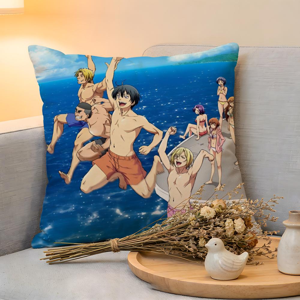 Cushion Cover Linen SkinFriendly Soft Decorative Case for Sofa Home Decor Anime GGrand Blue Dreaming Pillow cover