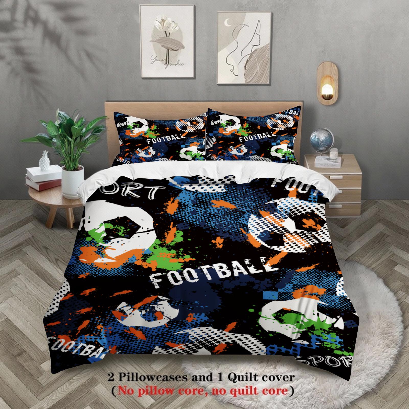 

3 шт. Комплект постельного белья Мультяшный Футбол 3D Принт Матовый Удобный Пододеяльник Королевский Размер Квин Полуторный Односпальный Размер Подарок на День Рождения Декор Комнаты EU Single 135x200cm