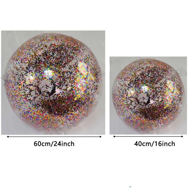 Inflatable Glitter Beach Ball Pvc Floatable Confetti Beach Ball Toy For Swimming Pool Beach Party