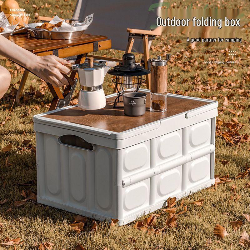 Aokedu Outdoor Foldable Storage Box with Wood Lid