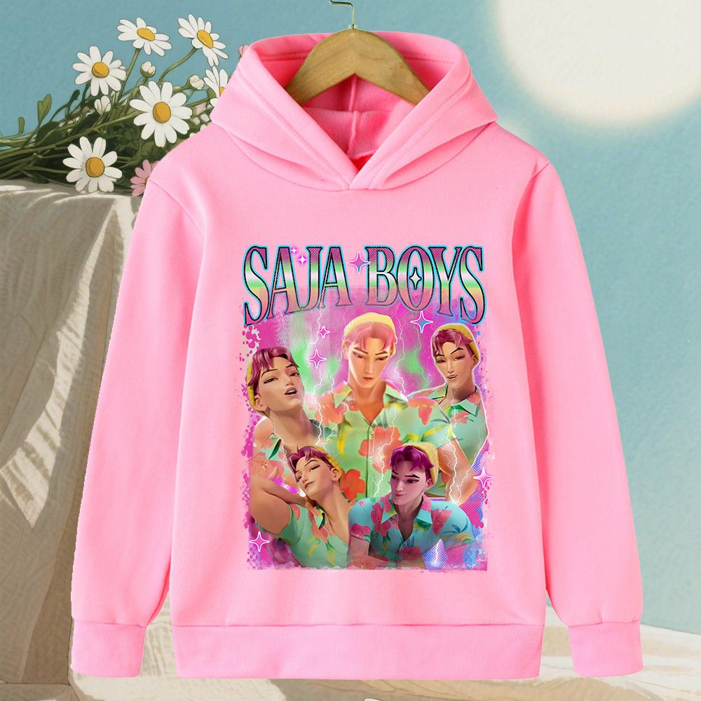 South Korea Saja KPop Demon Hunter Cartoon Print Girl/Boy Long Sleeve Hooded Sweats Children‘s Warm Trend Casual Street Clothing