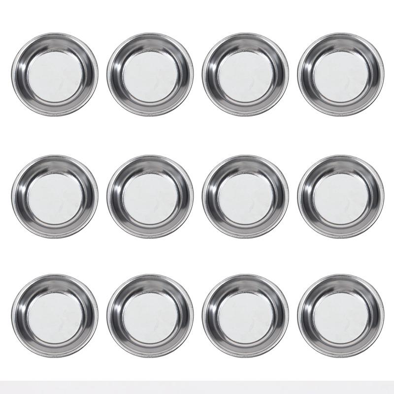 12PCS Makeup Palette Stainless Steel Small Round Paint Tray Artist Watercolours Paint Mixing Palette Tray For Artist