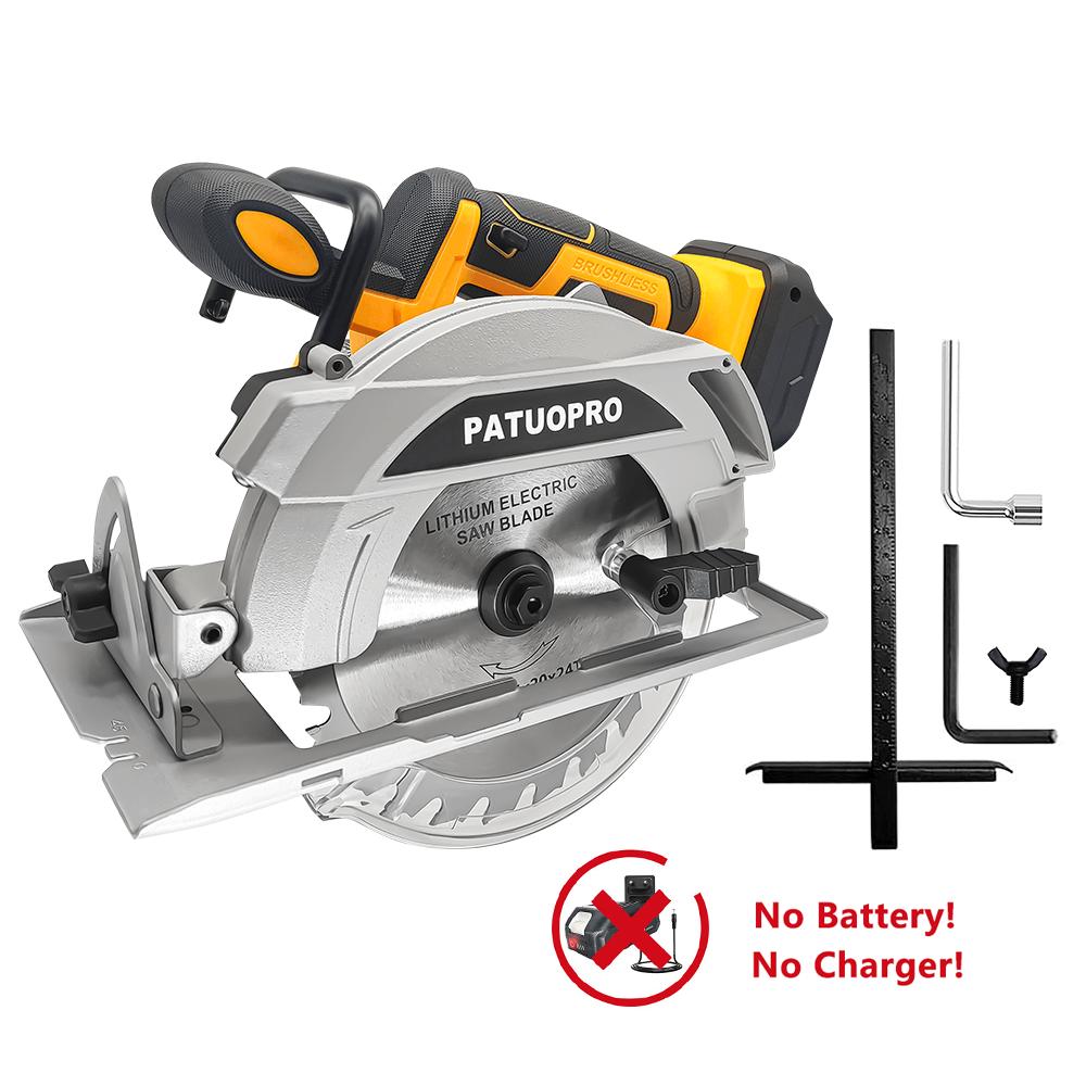 PATUOPRO 1500W Brushless Circular Saw Cordless Electric Saw Stone Woodworking Cutting Power Tools For Makita 18V Battery(No Batt