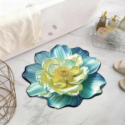 3D Visual Floral Rug Realistic Flower Non-Slip Absorbent Floor Mat Washable Decorative Living Room Rug for Kitchen Bedroom Bathroom