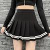 Vintage Kore Tarzı Patchwork Etek Harajuku JK Siyah Pileli Etekler Gotik Streetweet Yüksek Bel Mini Etek Kadın Punk Etek