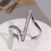 High Quality Unique “Z” Shape Silver Color Women Finger Ring Wedding Band Bridal Shine Crystal Zircon Fashion Party Wedding Ring