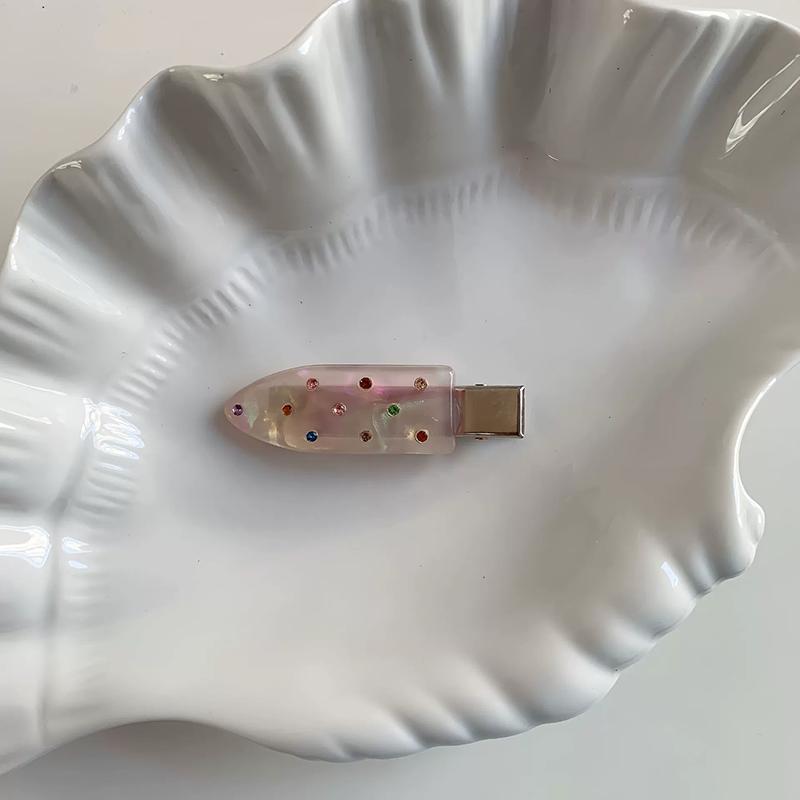 

Превосходная уксусная кислота Красочные стразы Бесшовный зажим для волос Женский Сладкий зажим для челки Деликатный темперамент Боковой зажим Hairpins