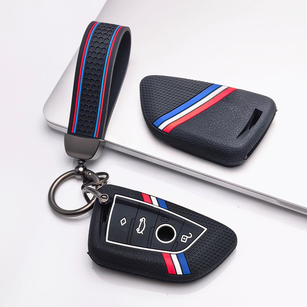 Key Cover for BMW I5 X1 X2 X3 X4 X5 X6 X7 with Keychain Anti-Scratch Guard Shockproof Protection Soft Grip Texture Responsive Button Touch