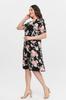 Women's Big Size Dress Floral Patterned Viscose Basic Short Sleeve Dress
