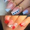 Long Square False Nails Love Heart Press on Nails Fashion Fake Nials  DIY