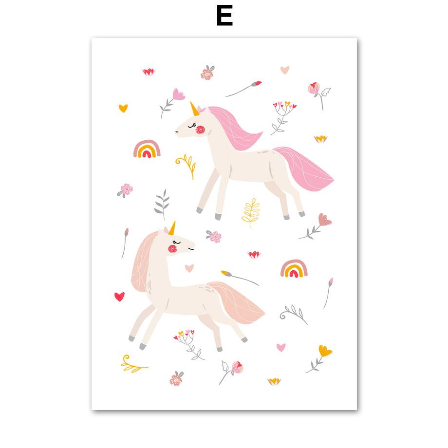 Pink Princess Castle Unicorn Rainbow Heart Wall Art Canvas Painting Posters And Prints Wall Pictures Baby Girl Kids Room Decor