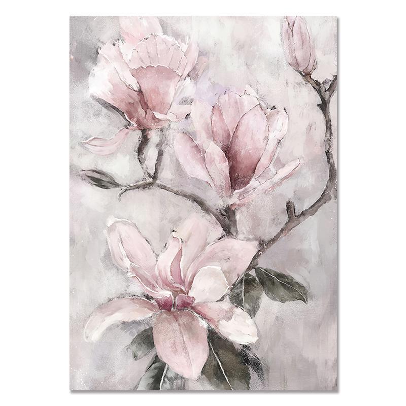 Flower Wall Art Canvas Painting Pink Floral Posters for Nordic Bathroom Living Room Home Wall Decor Pictures Farmhouse