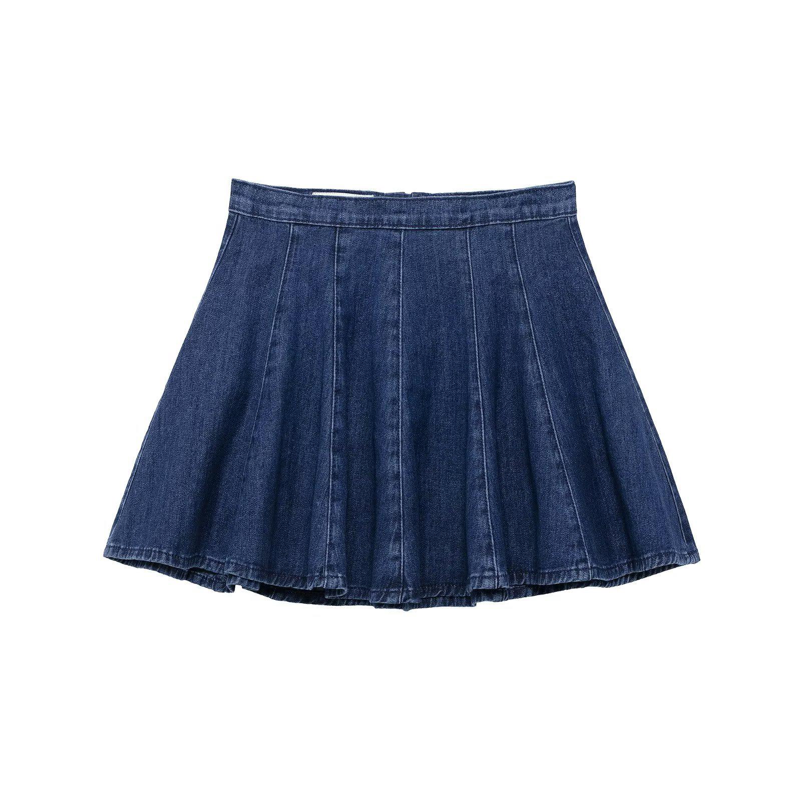 

TAOP&ZA Women s European & American Style Versatile Pleated Denim Mini Skirt Small