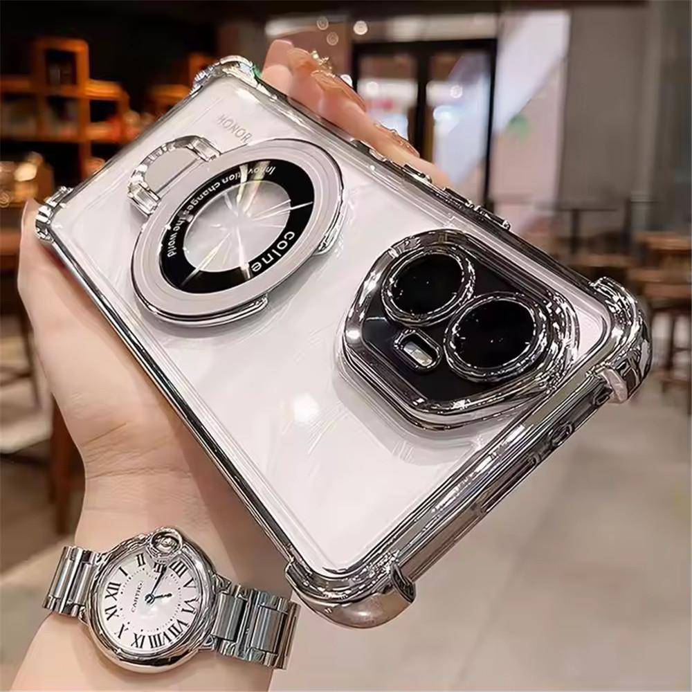 Průhledný nárazuvzdorný magnetický držák Pouzdro na telefon pro Honor 400 Lite 200 Pro 200 300 100 90 80 70 60 50 SE Silikonový kryt