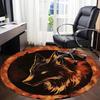 1pc Wolf Moon Office Round Area Rug, Under Office Chairs Bedroom Living Room Home Decor, Room Deco