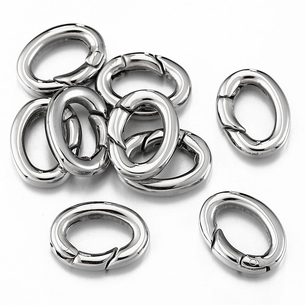 2pcs/1pc Stainless Steel Spring Lobster Clasp Oval Connector for Keychain Keyring Polishing Ring Carabiner Jewelry Making DIY