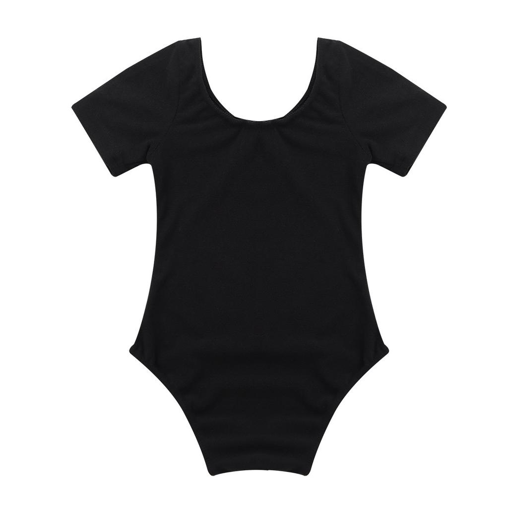 Leotard da Ginnastica Balletto Danza Manica Corta Elasticizzato per Ragazze Dancewear