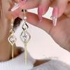 Sparkling Synthetic Gemstone Decor Tassel Dangle Earrings Cute Trendy Party Jewelry Holiday Birthday Christmas Halloween Gift