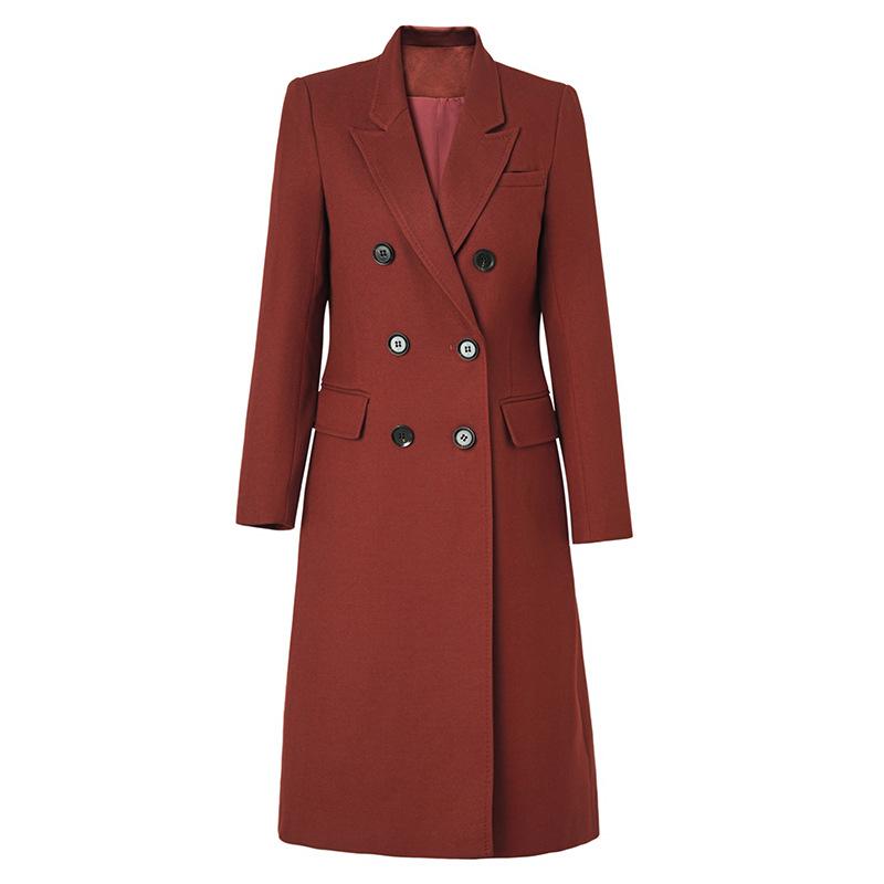 

Высокое чувство свободного темперамента передний плечевой костюм ретро модное пальто нишевая средней длины женская куртка для通勤 XXL бордовый