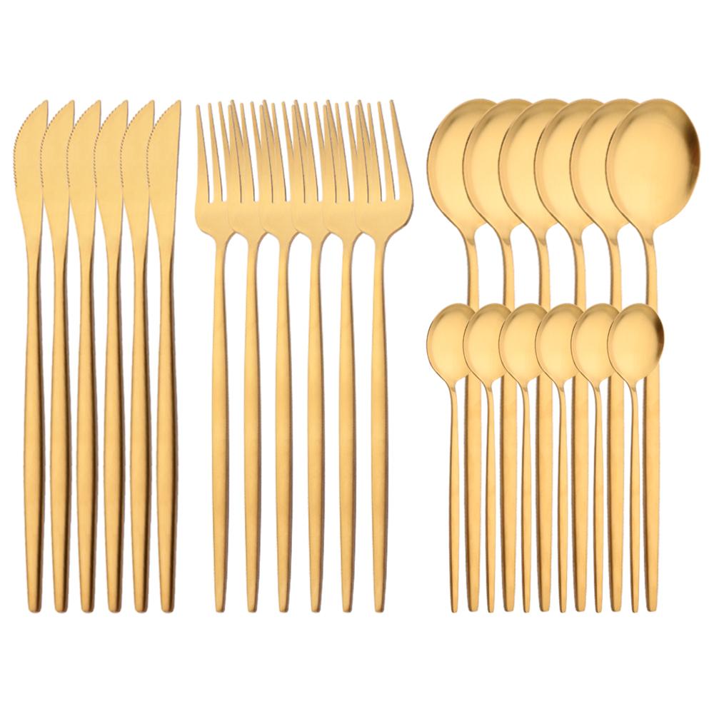 24Pcs Rainbow Cutlery Set 304 Stainless Steel Flatware Silverware Set Knife/Fork/Spoon/Teaspoon Tableware Set for Home