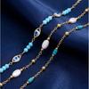 Turkish Eye Bracelet for Women Stainless Steel Turquoise Beads Chain Pearl Lucky Charm Protection Amulet Summer Gift