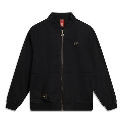 Li Ning X Palace Museum Collaboration Chinese Culture Series Casual Loose Baseball Collar Long Sleeve Woven Jacket Men Jackets Black AFDV285-5