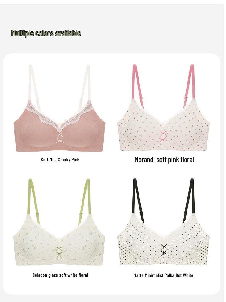 Wolkencreme Florale Lingerie Damen Bügelloser Push-Up BH mit sanfter Stütze und atmungsaktivem Design für kleine Brüste