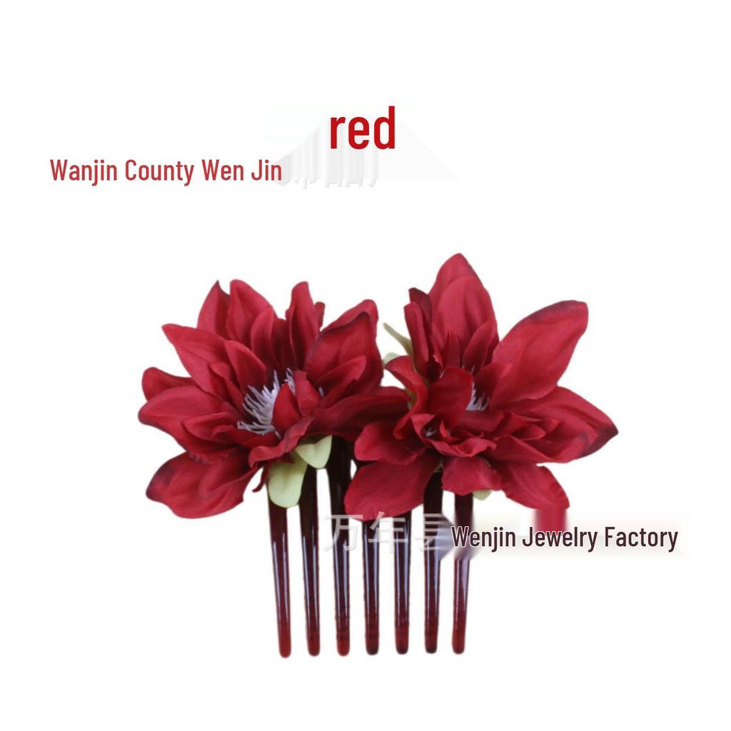 Retro Bridal Flower Hair Comb - Wedding Headdress, Updo Hairpin, Hanfu Accessories, Multiple Colors Available