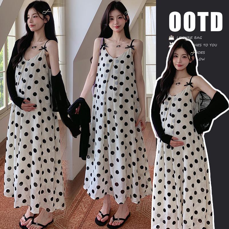 2026 Summer Korean-Style Polka Dot Maternity Dress & Jacket Set Double Extra Large