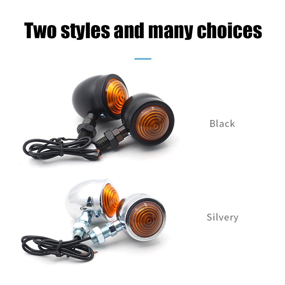 2pcs Motorcycle Turn Signals IP66 Waterproof Amber Lens Retro Motorbike Indicator Blinker Lights 12V Motorcycle Accessories