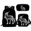 Fashion Novelty Rainbow Unicorn 3D Print 3pcs/Set pupil School Bags Laptop Daypack Backpack Inclined shoulder bag Pencil Case