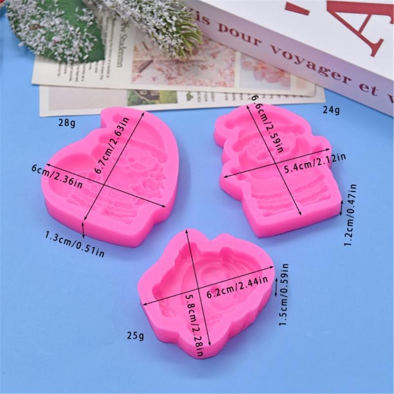 3Pcs Christmas Series Silicone Mold Santa Clauses Baking Tools Festive Handmade Fondant/Cake Mould for Baking Lovers