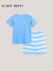 2025 Summer Boys' Sailboat Embroidered Short-Sleeve Two-Piece Set